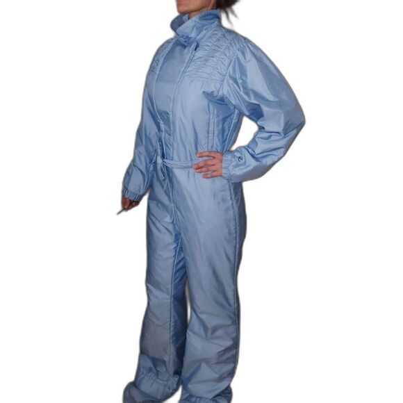 Vintage Roffe 70's or 80's Baby Blue One Piece Snowsuit Ski Suit - Picture 2 of 11